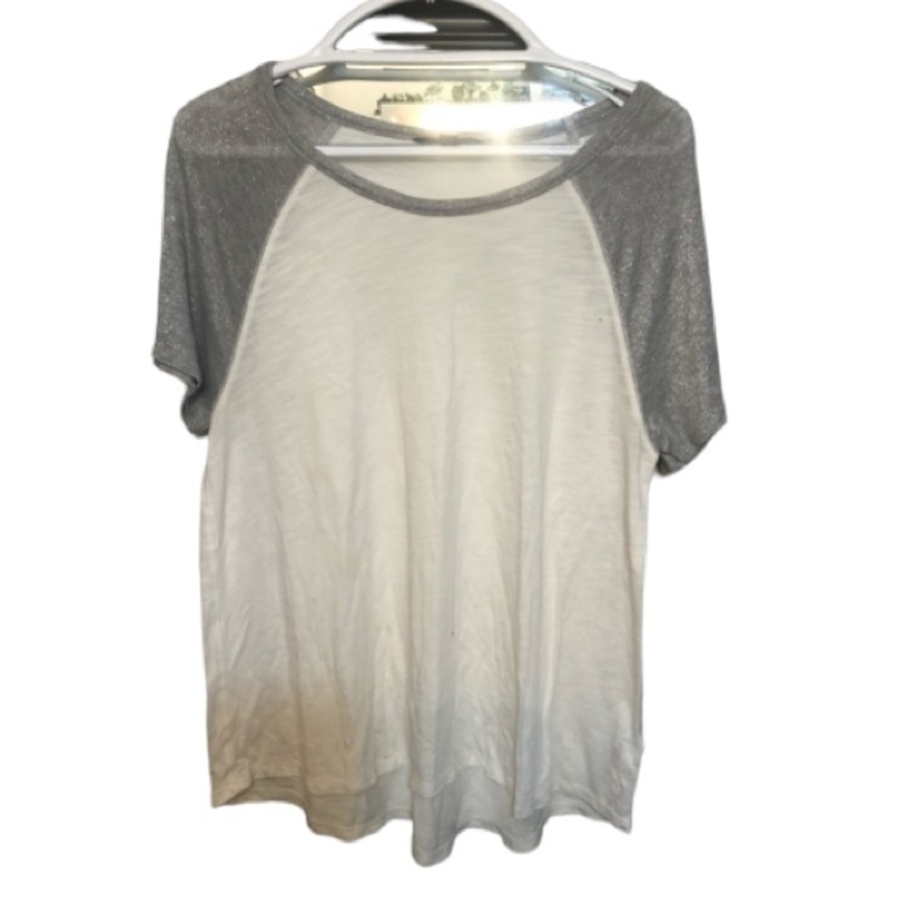 American Eagle Outfitters size large white tee silver metallic short sleeves